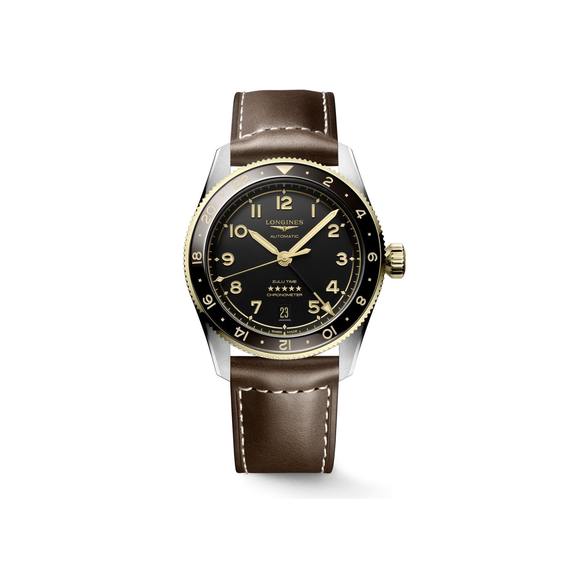 Montre Longines Spirit Zulu Time L3.802.5.53.2 - Céramique/Or Jaune 750/1000ème