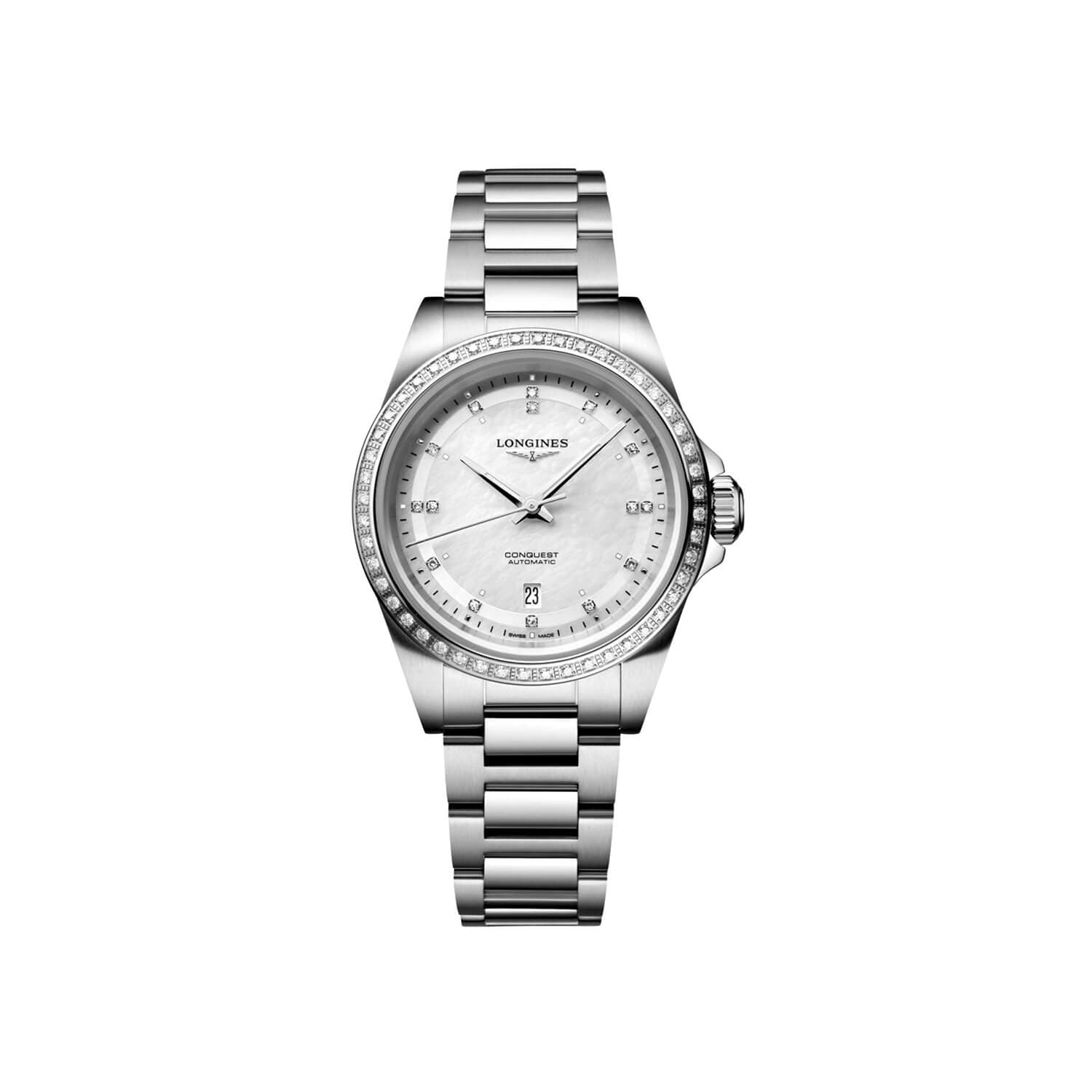 Montre Longines Conquest 30mm L3.320.0.87.6 - Acier - Diamant/Nacre